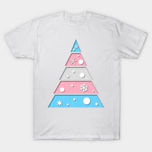 Minimalist Christmas Tree in Transgender Pride Flag Colors T-Shirt